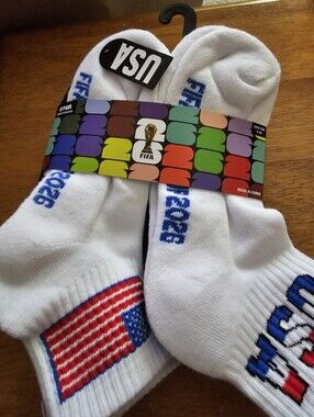 FIFA World Cup 2026 Quarter Socks Youth 9-11 Multi USA 6 Pair Soccer Fan New